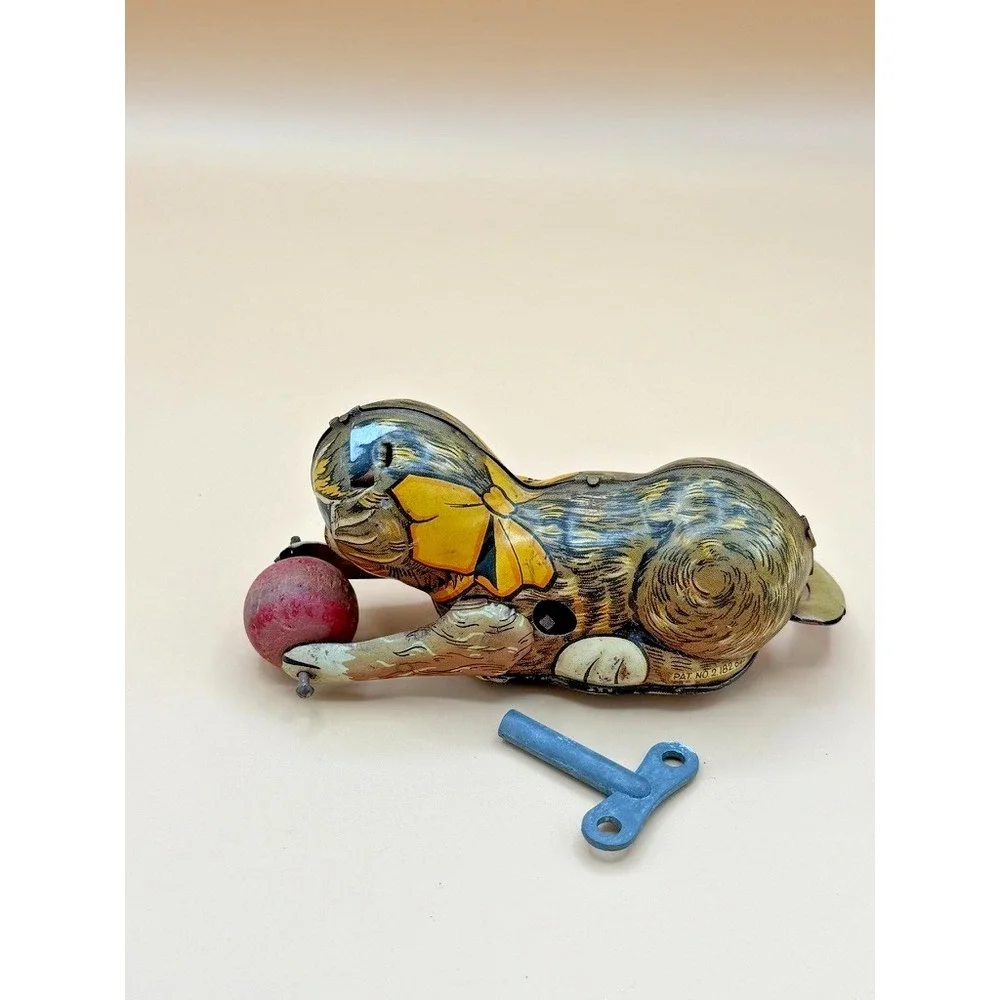 1930s Marx Tin Litho Mechanical Cat Wooden Ball Toy Key Parts Repair